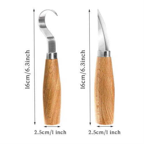 2PCS Stainless Steel Beech Carving Knife Scraper Spoon Handle Set Beginner Sculpture Specialty C 2