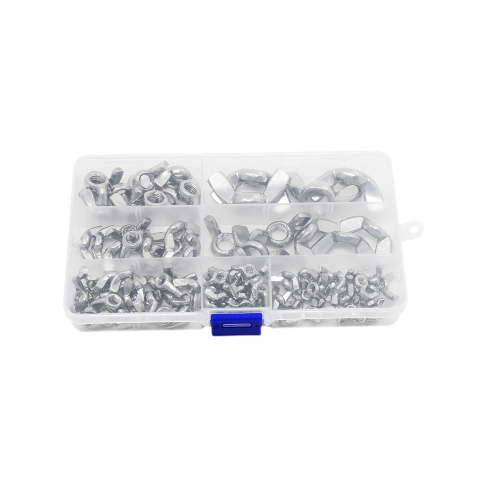 100 Pcs Wing Nuts Assortment Kit Stainless Steel Butterfly Screw Cap Hand Nut Locking Wingnuts Fastener Tool 4851426800264