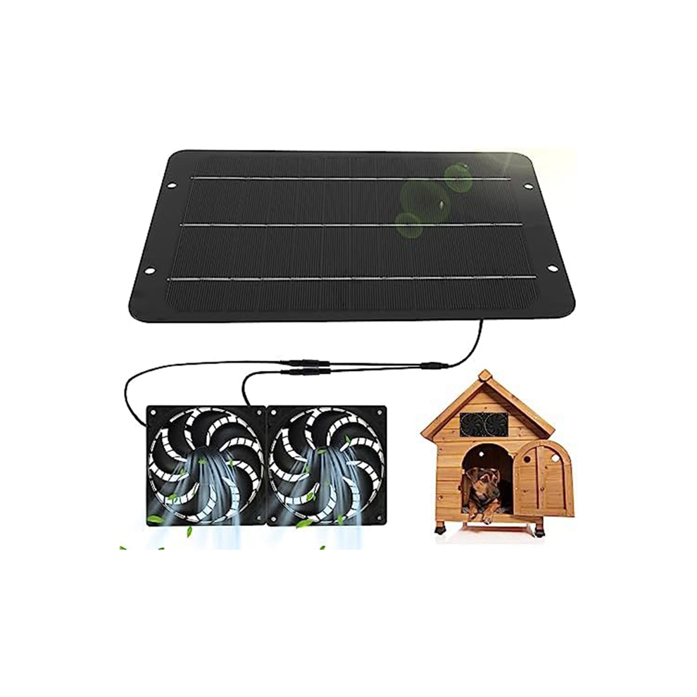 Solar Panel Fan Kit, 10W 12V For Greenhouse, Powered Dual With 31.5Inch Cable, Sheds 4851426808857