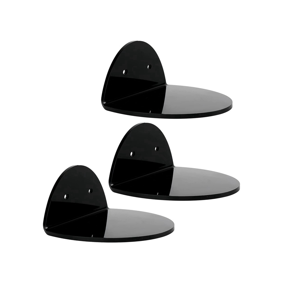 Acrylic Floating Wall Shelves Set 3 For Security Cameras, Baby Monitors, Speakers,Universal Small Shelf, Black Saudism