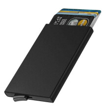 Pop-Up Card Holder - Aluminum Compartments Protect (RFID Secure) Blue Color