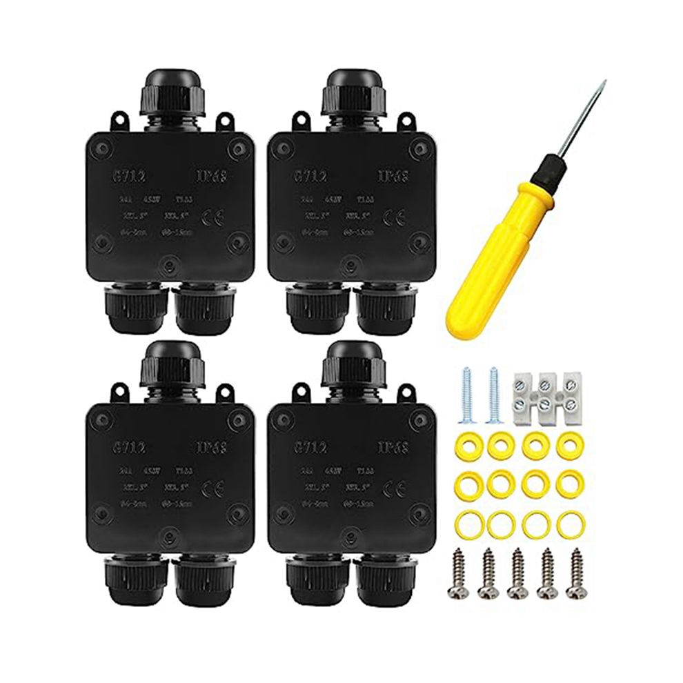 4Pcs Waterproof Junction Box 3 Way, Ip68 External Electrical For Diameter 5Mm -15Mm Wire 4851426807546