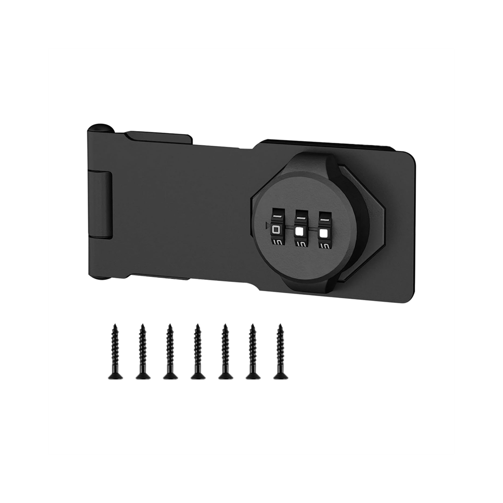 Keyless Combination Lock -3-Digit For Cabinet Doors - Twist Knob Hasp Latch With Password Code 4851426807638
