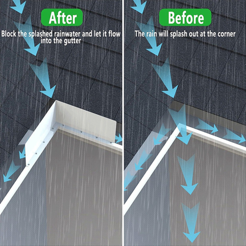 4Pcs Aluminum Gutter Valley Splash Guards - Rain Drip Guard for Shingle Roof Corners 2