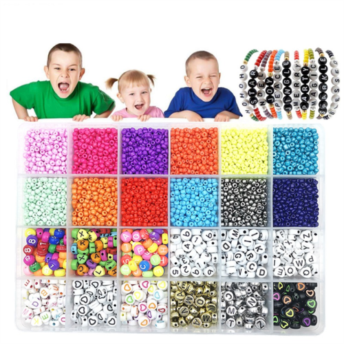 Kandi Beads Rainbow for Bracelets Making Kit 24 Types and Letter Kit,Plastic B 2