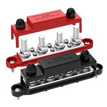 250A 12V Bus Bar Battery Power Distribution Block Car Audio 12 Volt DC Busbar 4 x 3/8Inch Posts 6 8 Screws