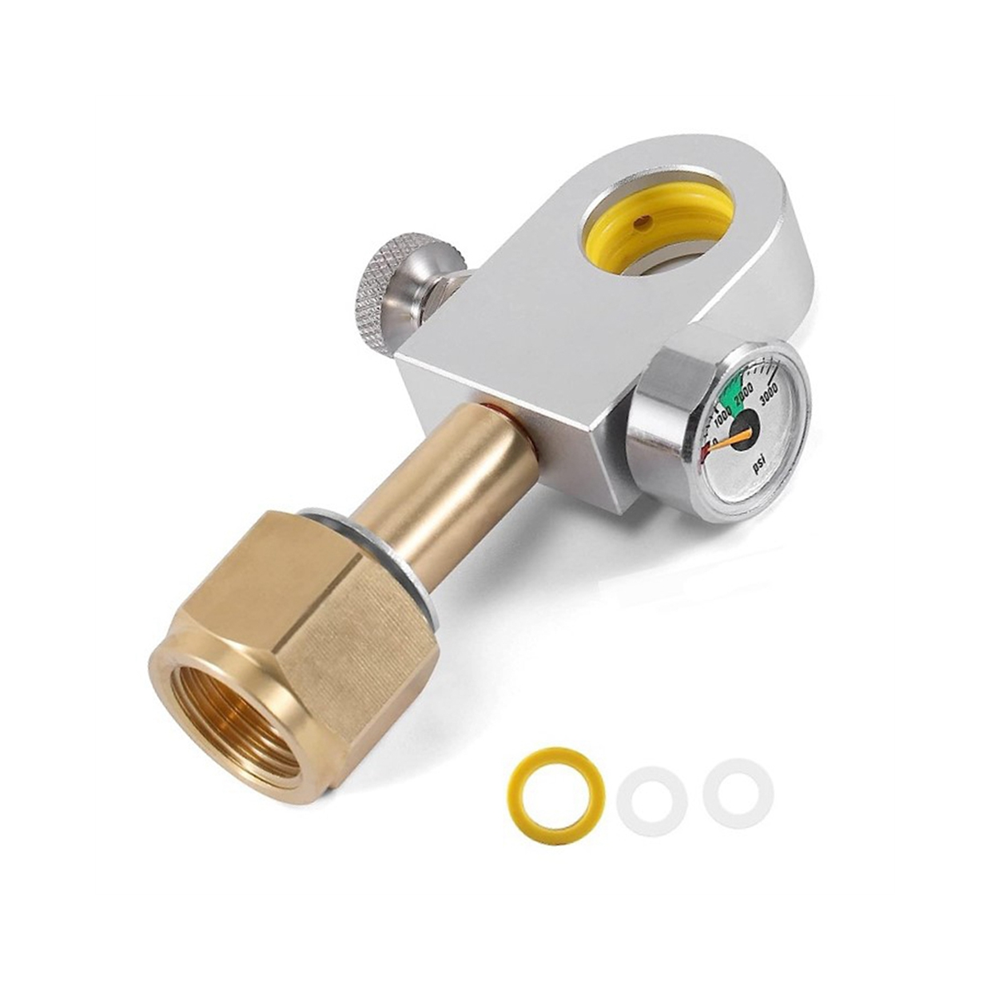 Co2 Refill Adapter Fit For Duo, Art,Terra Quick Connect Cylinder With 3000Psi Pressure Gauge W21.8-14 Bottle 4851426805603
