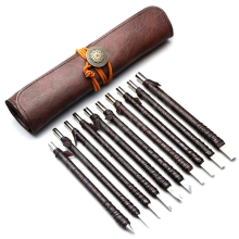 Stone Carving Tool Sets of 10, Tungsten Steel Kit for Soft Limestone Alabaster Wood, Chisel Set