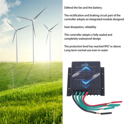 Wind Turbine Charge Controller, 400W 12V 24V Mini Generator Controller IP67 Waterproof 2