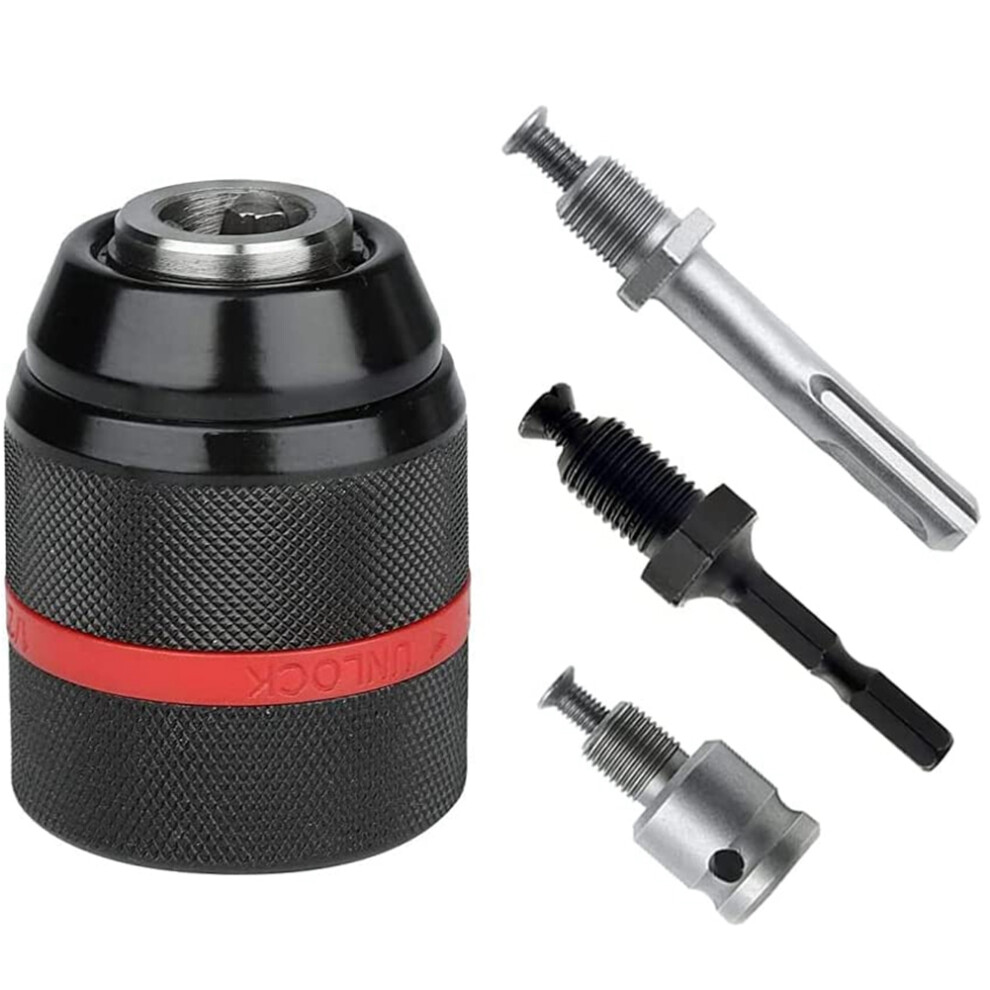 4Pcs Metal 1/2-20Unf 1.5-13Mm Keyless Drill Chuck Hex Shank/Sds/Socket Square Female Adaptor Hardware Tool 4851426812724