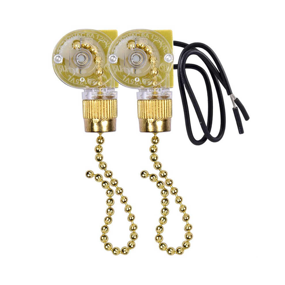 Ceiling Fan Light Switch Ze-109 Two-Wire With Pull Cords For Fans Lamps 2Pcs Gold 4851426817927