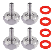 4PCS Stainless Steel Beer Coupler Fitting,Beer Line Connector Kit,Hex Nut 5/8 Inch G Thread x 5/16 Barb