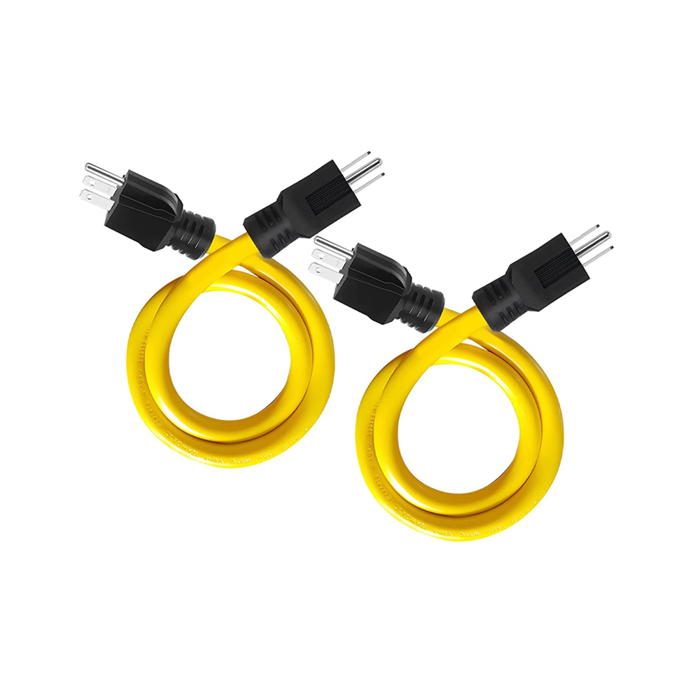 2Ft 3 Plug To Double Male Extension Cord,12Awg 125V Nema 5-15P Cord Adapter, Rv, For Transfer Switch 4851426817262
