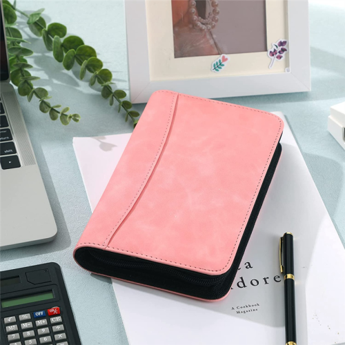 A6 Budget Planner with Calculator Zip Binder Made Envelopes for Money Saving (Pink) 2