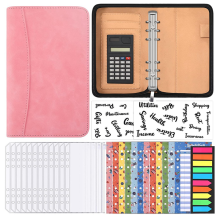 A6 Budget Planner with Calculator Zip Binder Made Envelopes for Money Saving (Pink)
