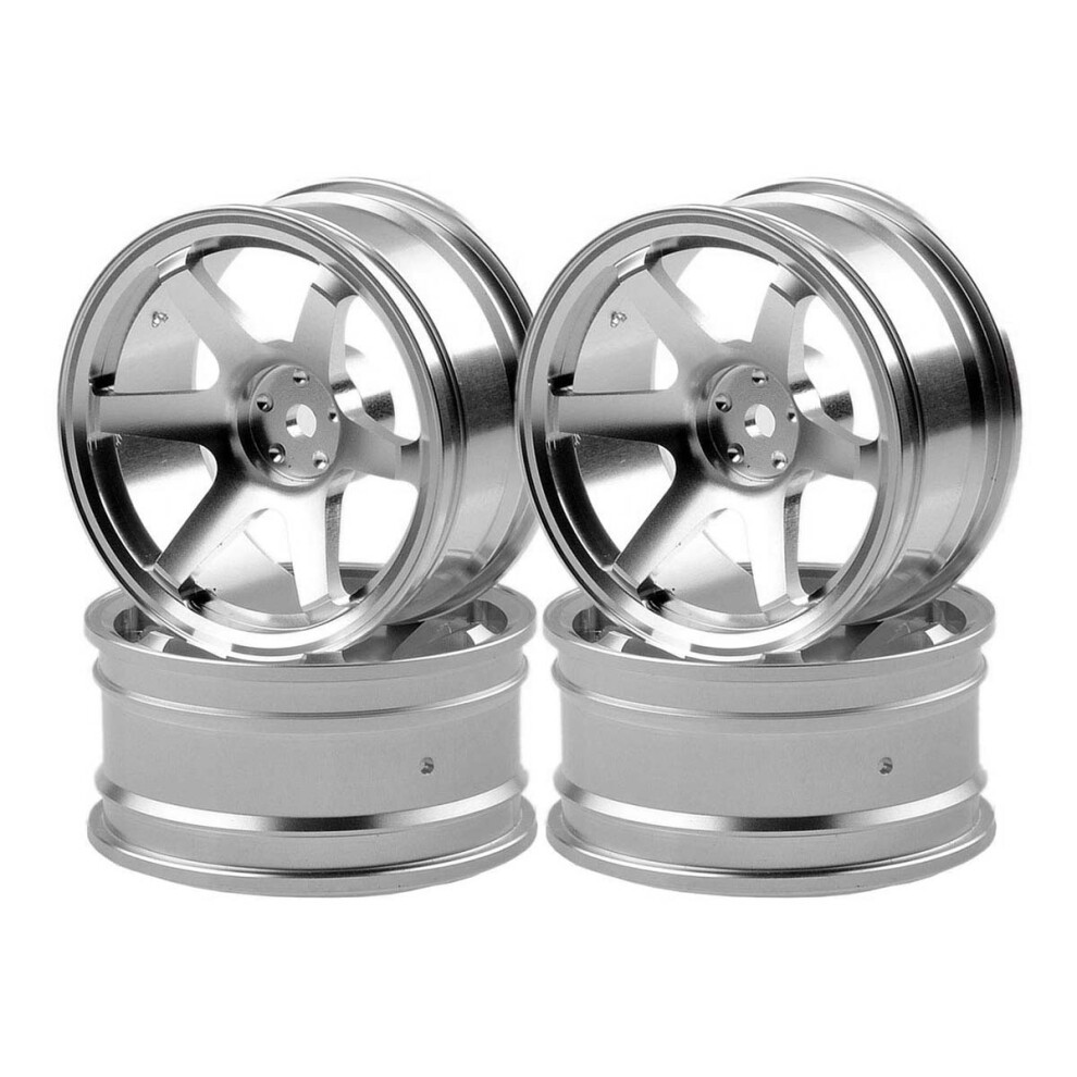Saudism 4P Aluminum Alloy6 Spoke Wheel Rim For Rc 1/10 On-Road 1052 Drift Te37+,Silver