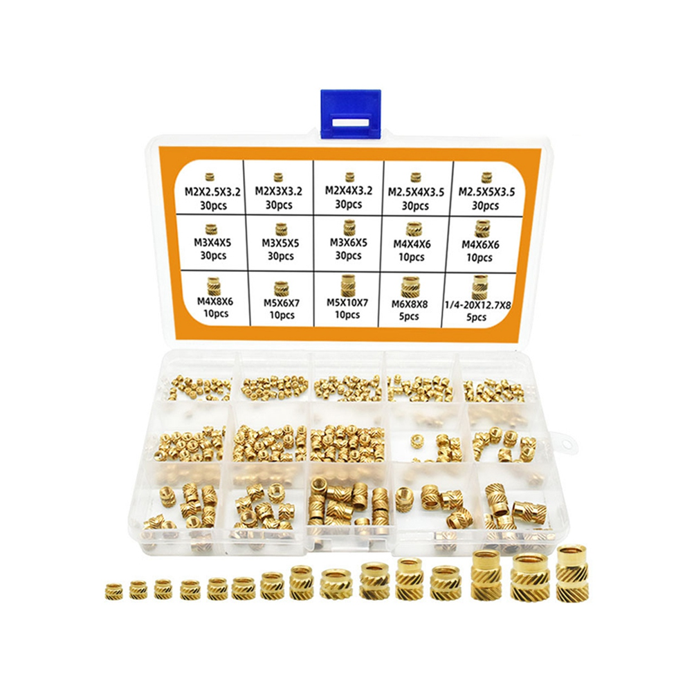 300Pcs M2 M3 M5 M6 Female Thread Knurled Nuts Brass Threaded Insert Embedment Nuts, For Injection Molding 4851426818641