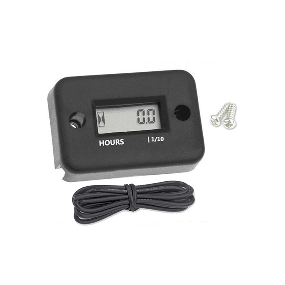 Waterproof Lcd Display Digital Hour Meter Inductive Timer For Bike Motorcycle Atv Snowmobile Engine, Black 4851426823836