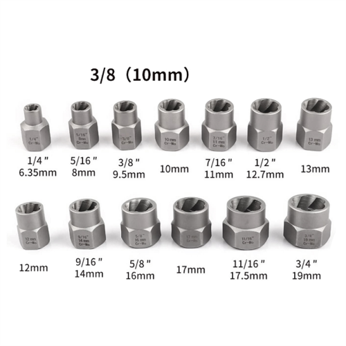 14Pcs Impact Bolt & Nut Remover Set, Stripped Lug with Hex Adapter Extraction Socket Set 2