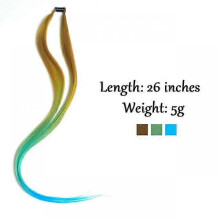 (KW-15 Length 26inches) AZIR Clip On Hair Extension 10Color Ombre Straight Hair Extension Clip In Hairpieces Low Temperature Fiber