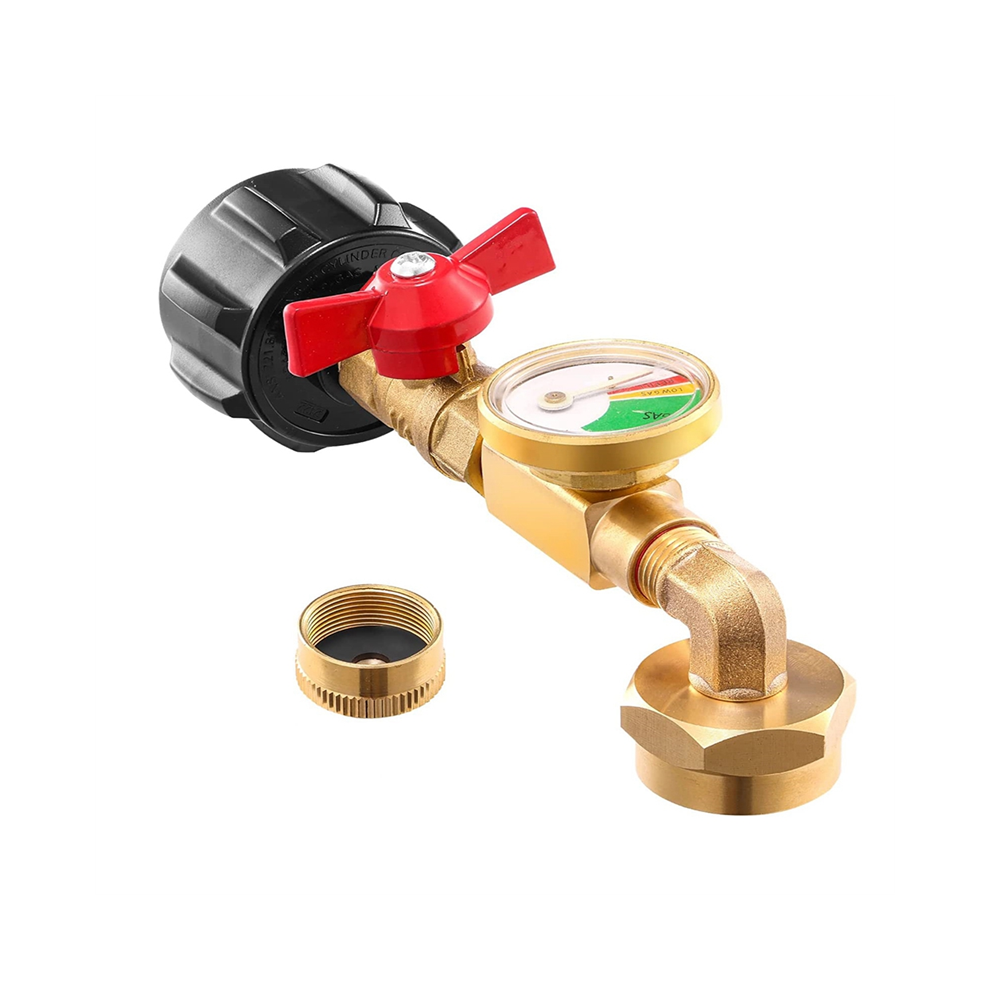 Qcc1 Propane Refill Elbow Adapter With Tank Gauge, 90 Degrees On-Off Control Valve 4851426826110