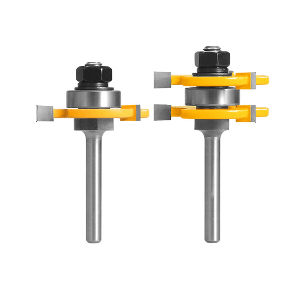2Pcs 6Mm Shank Joint Assembly Router Bit Set Tongue & Groove T-Slot Milling Cutter For Woodwork Cutting Tools 4851426826820