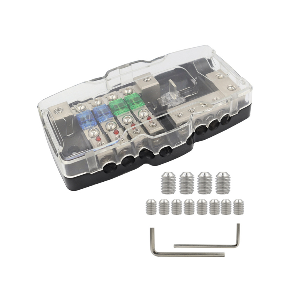 Saudism Power Distribution Block, Fused Block Car Audio 4 Way Midi Fuse For Auto Utv Boat Stereo Amp