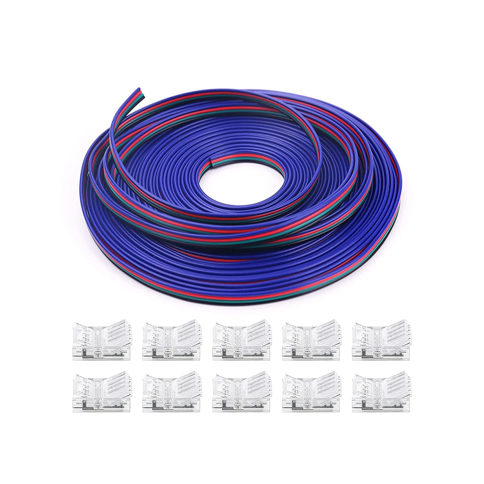 16.4Ft Rgb Led Wire 22 Awg 4Pin With Strip Connector Gauge 4 Colors For Strips 3528 5050 4851426829395