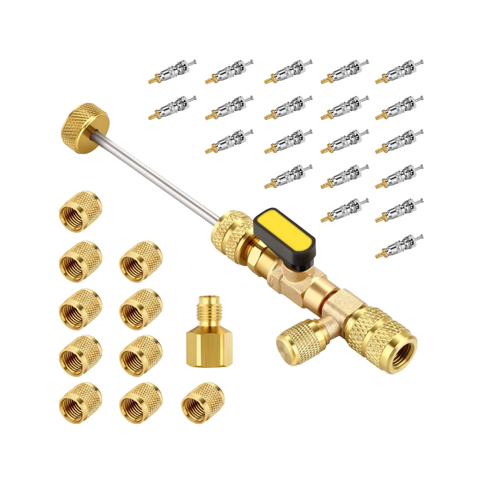 Valve Core Remover Installer Tool Kit With Dual Size 1/4 & 5/16 Port For R22 R12 R407 R410 R404 R32 R600 4851426834306