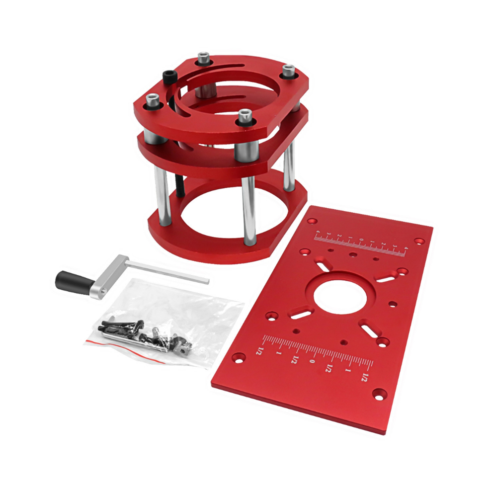 Router Lift With Fixed Base-Router Insert Plate-Woodworking Universal Base For 65Mm Dia Motor-Red 4851426828596