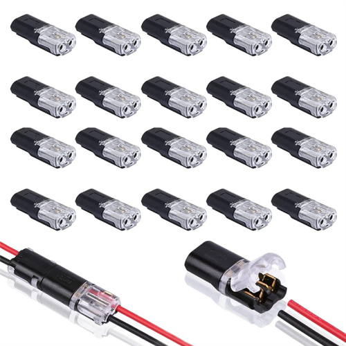20PCS Double-Wire Plug-in Connector with Locking Buckle,Pluggable Connectors 2 Pin Way Universal Compact Wire Terminal 1