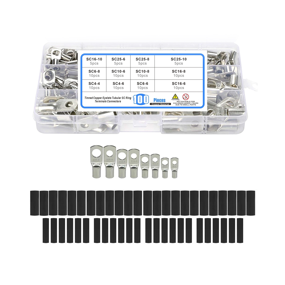 220Pcs Bare Ring Terminals Lug Tinned Copper Tube Seal Battery Wire Connectors Cable Crimped Sc4-Sc25 4851426829562