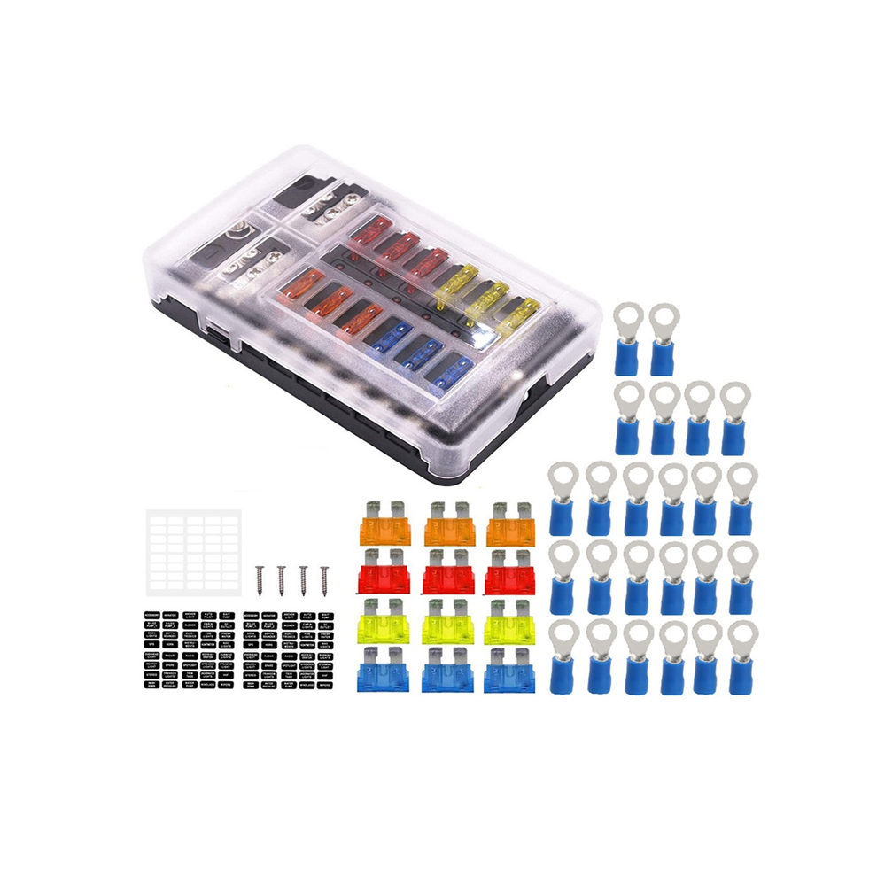 12V Fuse Block 12 Circuit Box Kit,With Led Indicator With Negative Marine For Dc12-24V Car Boat Rv Truck Light Saudism