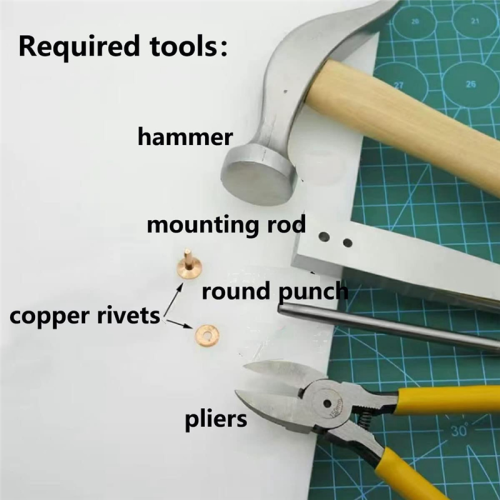 42Pcs Copper Rivets and Burrs Set,Leather Fastener Install Setting Tool with Hole Punch Cutter for Belts Wallets 2