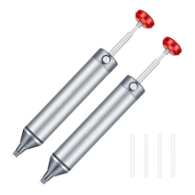 2 Pcs Solder Sucker No Clog Aluminum Desoldering Pump Suction Device, Heat Resistant Silicone Suction-Nozzle