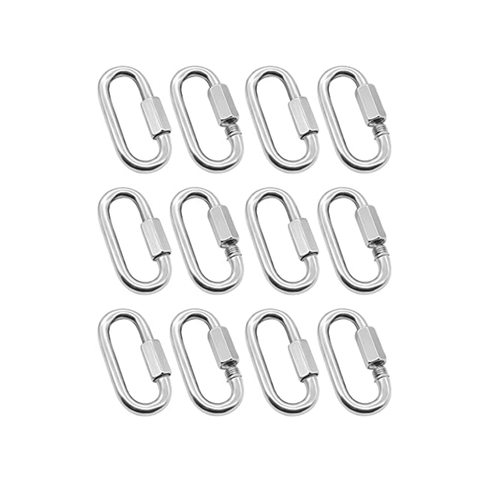 12 Pack Quick Link 5/32 Inch Heavy Duty Carabiner D Shape Chain Links For Camping Hiking Outdoor Equipment Locking 4851426837741