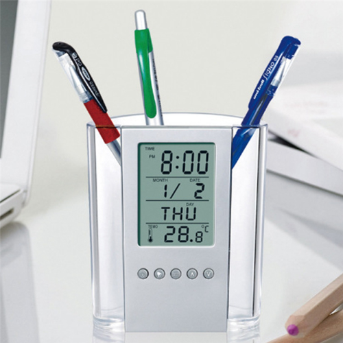 Calendar Pen Clock Electronic Cylinder Alarm 2