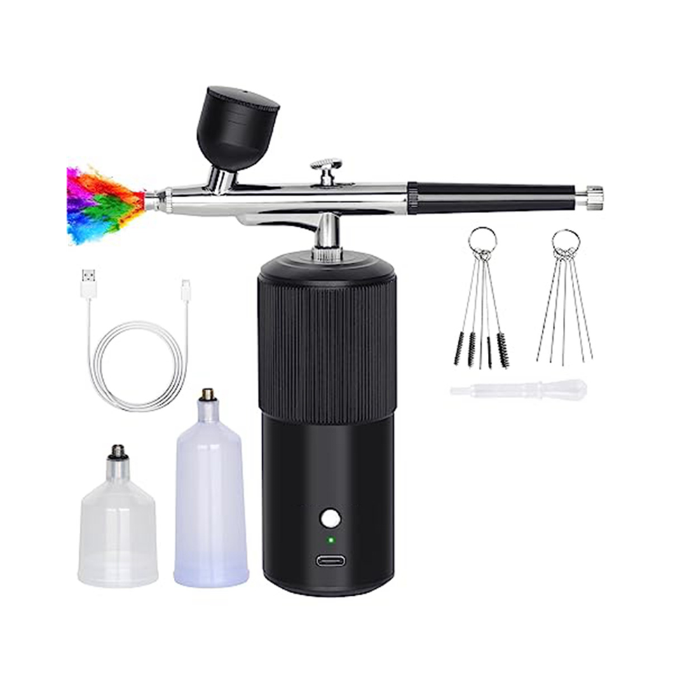 Saudism Airbrush Kit - Rechargeable Handheld Compressor, Professional Cordless Auto Airbrushgun, For Nail Art, Makeup B