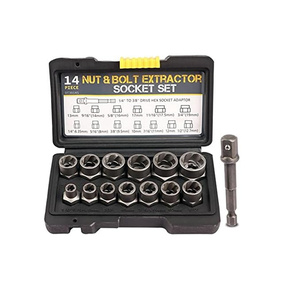 14 Pcs Lug 3/8Inch Drive Impact Bolt Nut Extractor Set, Remover Kit 1/4Inch-3/4Inch Twist Socket Tool Set 4851426843117