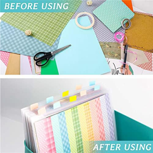 Scrapbook Paper Storage Organizer with 60 Sticky Index Tabs, 10 Pack Plastic Bag for Holding File 2