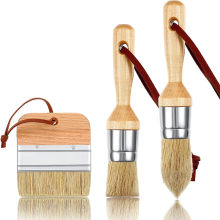 3Pcs Chalk and Wax Paint Brushes Oval Brush for Acrylic Painting Bristle Stencil Wood Furniture Home Decor
