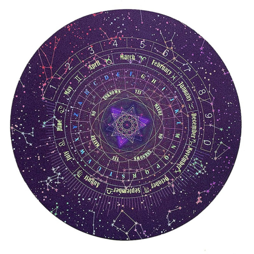Divination Mat, Round Shape Starry Letter Rubber Astrology Pendulum Mat(Size:8.66 Inches) 1
