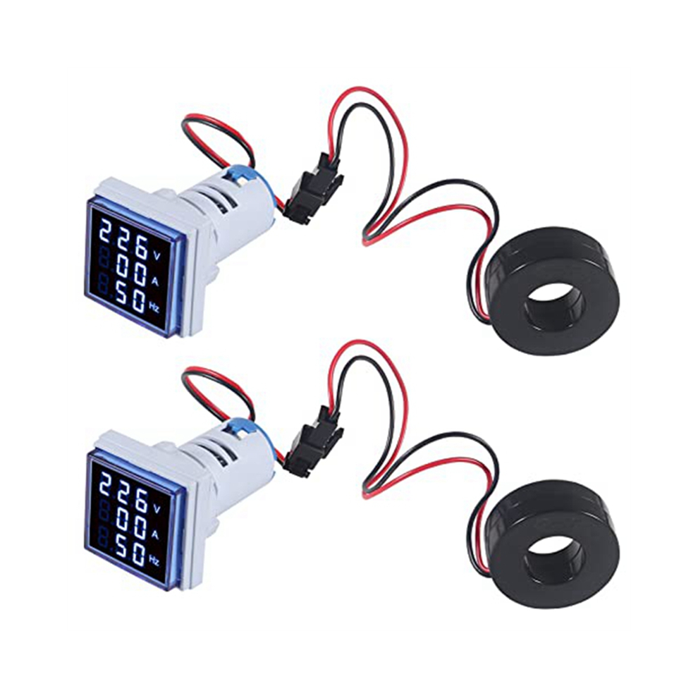 2Pcs Current Voltage Hertz Meters, Digital 3In1 22Mm Voltmeter Ammeter Hz Meter Ac 60-500V Frequency Indicator 4851426840031