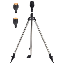 Telescopic Automatic Rotating Sprinkler Tripod Irrigation Artifact with One and Two Nozzles