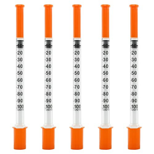 Insnlin Syringe with Needle 30G 1Ml/Cc 1/2-Inch (13Mm) Individually Sealed,Pack Of 100