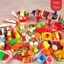 (In 100PCS) Kids Pretend Play Kitchen Toys Simulation Food Grill Cooking Toys Kids Learning Playhouse Interactive