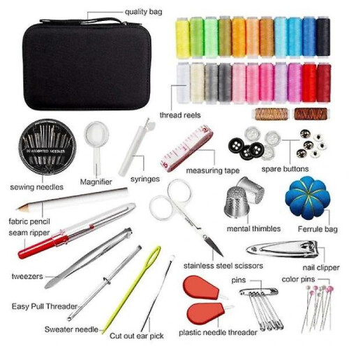 Sewing kit with 24 different thread colors 98 parts multicolor. much more 2