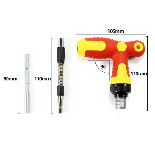T-Shaped Bidirectional Ratchet Screwdriver Set Telescopic Multi-Angle Maintenance Combination Tool 2