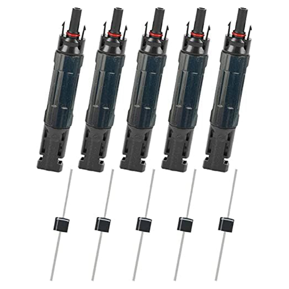 5 Pcs Pv Solar Panel Connector Male/Female 15A Built-In Diode Inline Fuse Wire Connectors Waterproof Anti-Backflow 4852649084950
