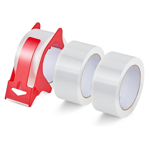 3 Roll Clear Packaging Tape Dispenser, Heavy Duty Refills for Shipping Mailing